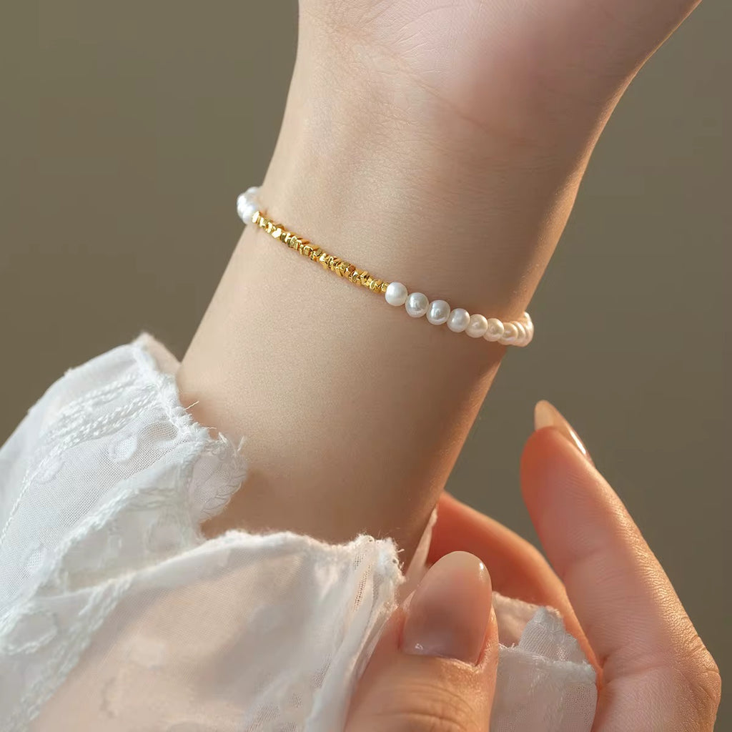 Bracelet en Argent Perle & Or 18K - Dakar